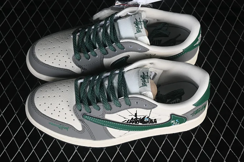 All categories Air Jordan Jordan series basketball shoes Air Jordan 1 Low high-end customized low-top sneakers Travis Scott x Fragment Design x Air Jordan 1 Low OG SP AJ1 Joe 1 meter white gray green low-top cultural casual sneakers XJ1979-002